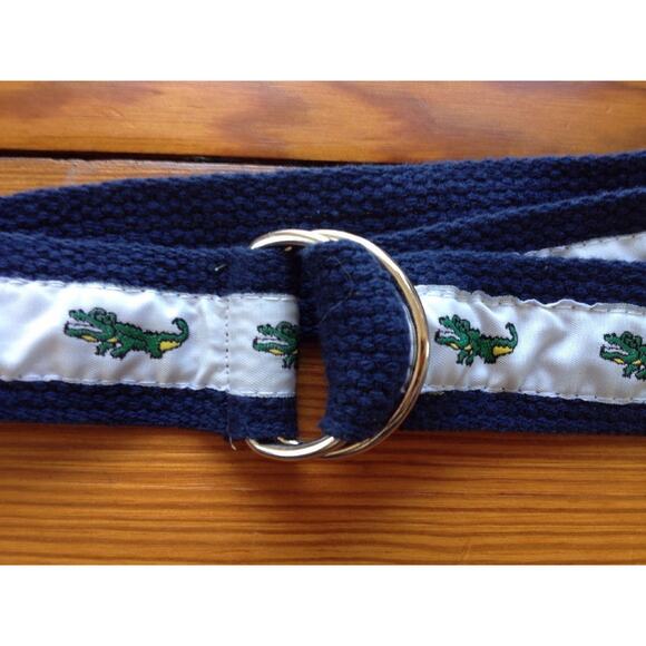 Vtg New England Preppy Crocodile Alligator Ribbon Cotton Webbing O Ring Belt 37 main image 4
